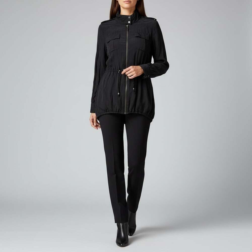 bebe Black Cupro Military Utility Jacket Women's Small Gold Hardware Y2K